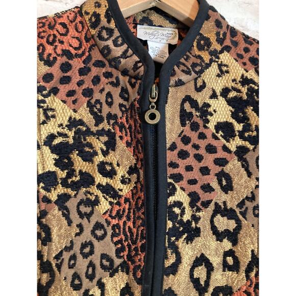 Molly & Maxx Jacket Womens Petite Small Animal Print Full Zip Artsy Tapestry - Picture 4 of 13